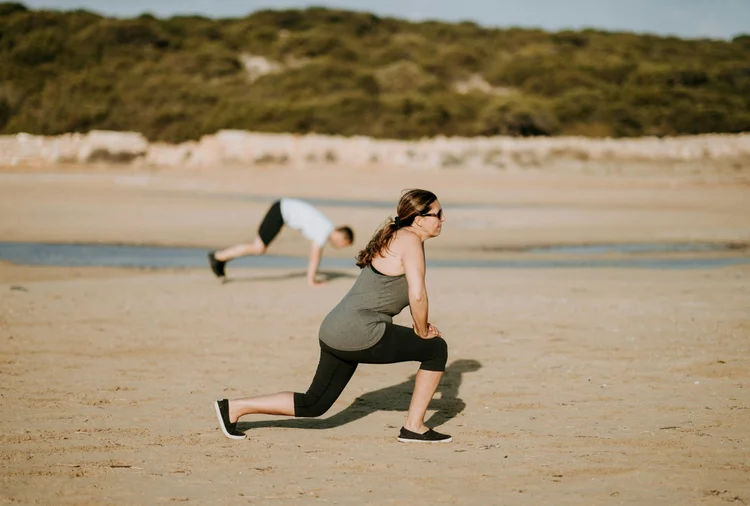Person running on a beach